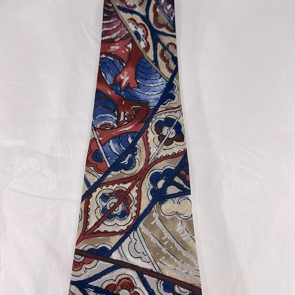 Arthur Barry - Floral Abstract in Blue, Red, & Gold - Men’s Necktie ⭐️ EUC - Picture 3 of 5